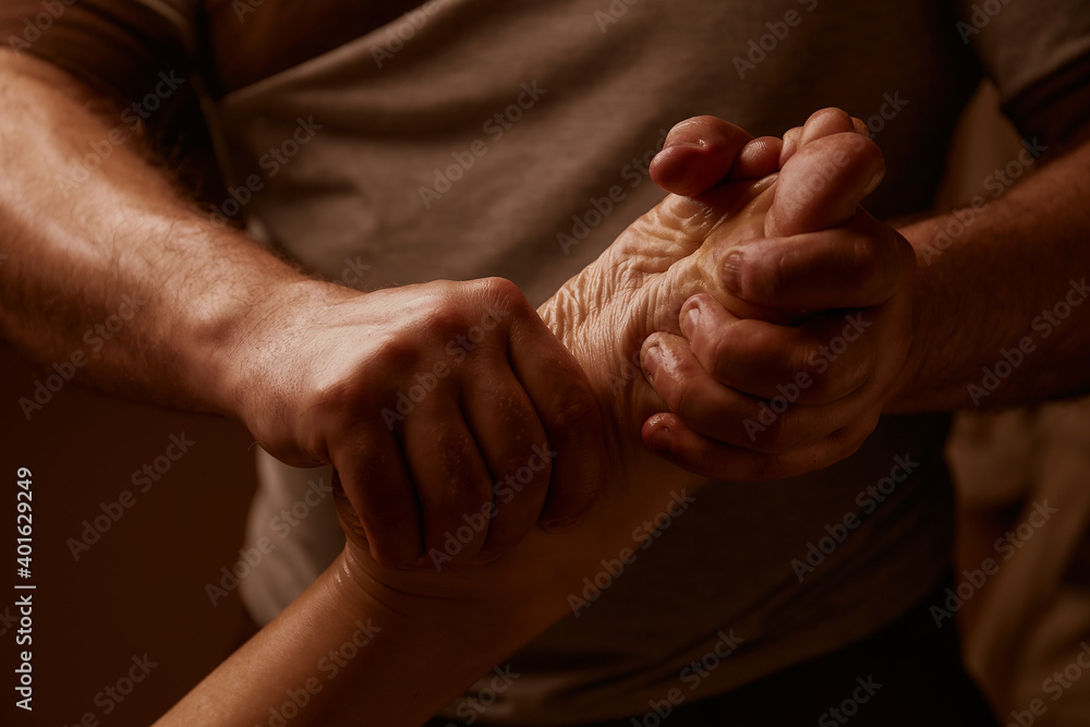 Fototapeta premium Foot massage. Spa saloon. Massage. SPA therapy 