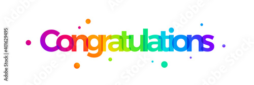 Congratulations written with colorful letters on white background.