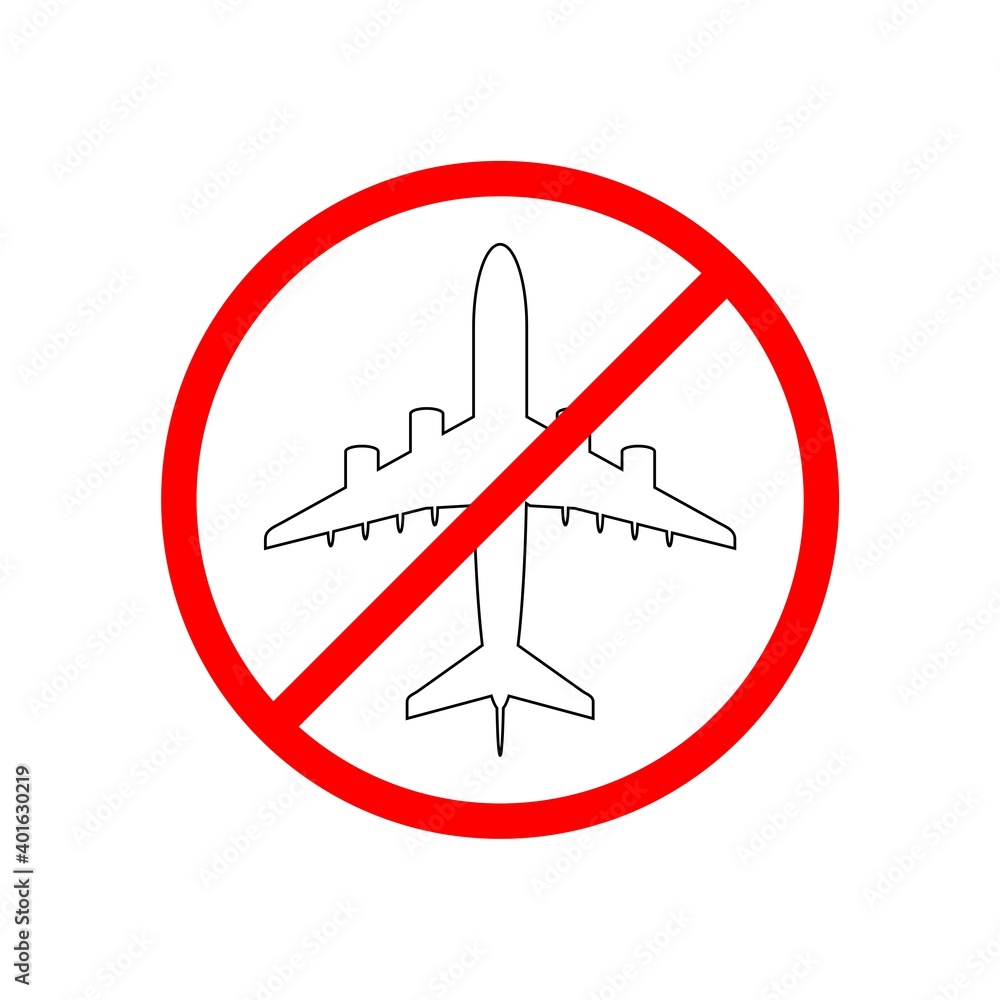 Do not fly icon. No aircraft access icon isolated on white background Do not fly icon. No aircraft access icon isolated on white background