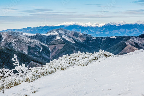 High Tatras from Low Tatras mountains, Slovakia, winter scene