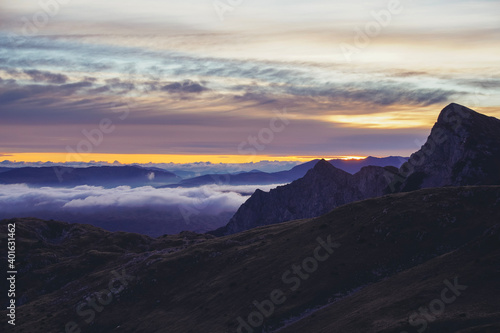 Indian summer hiking in the mountains of Sutjeska national park, Montenegro