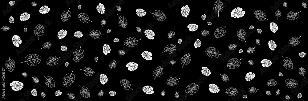 black and whiter pattern leaves background