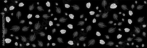 black and whiter pattern leaves background