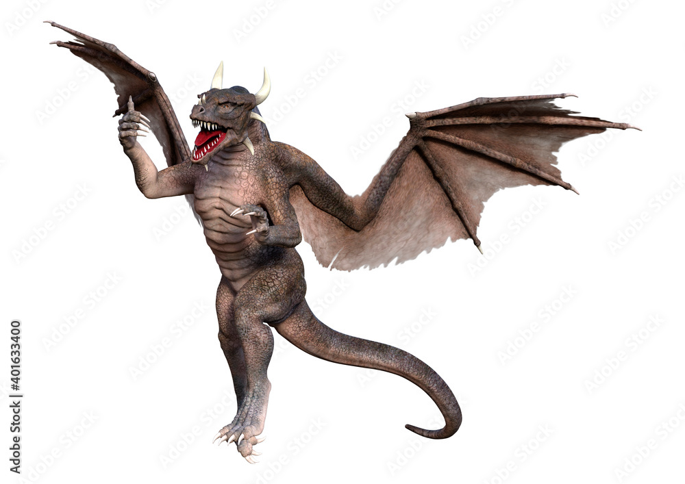 Fototapeta premium 3D Rendering Fairy Tale Dragon on White