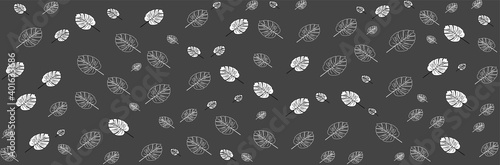 Grey and white pattern leaves background