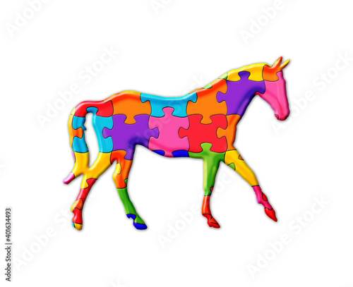 Fototapeta Naklejka Na Ścianę i Meble -  Horse Animal Jigsaw Autism puzzle illustration