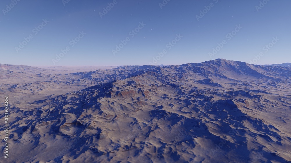 alien planet landscape, science fiction illustration, view from a beautiful planet, beautiful space background 3d render
