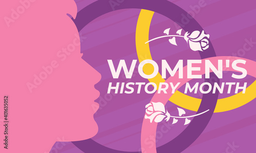 Women s History Month. Celebrated during March in the United States  the United Kingdom  and Australia. Poster  card  banner  background design. 