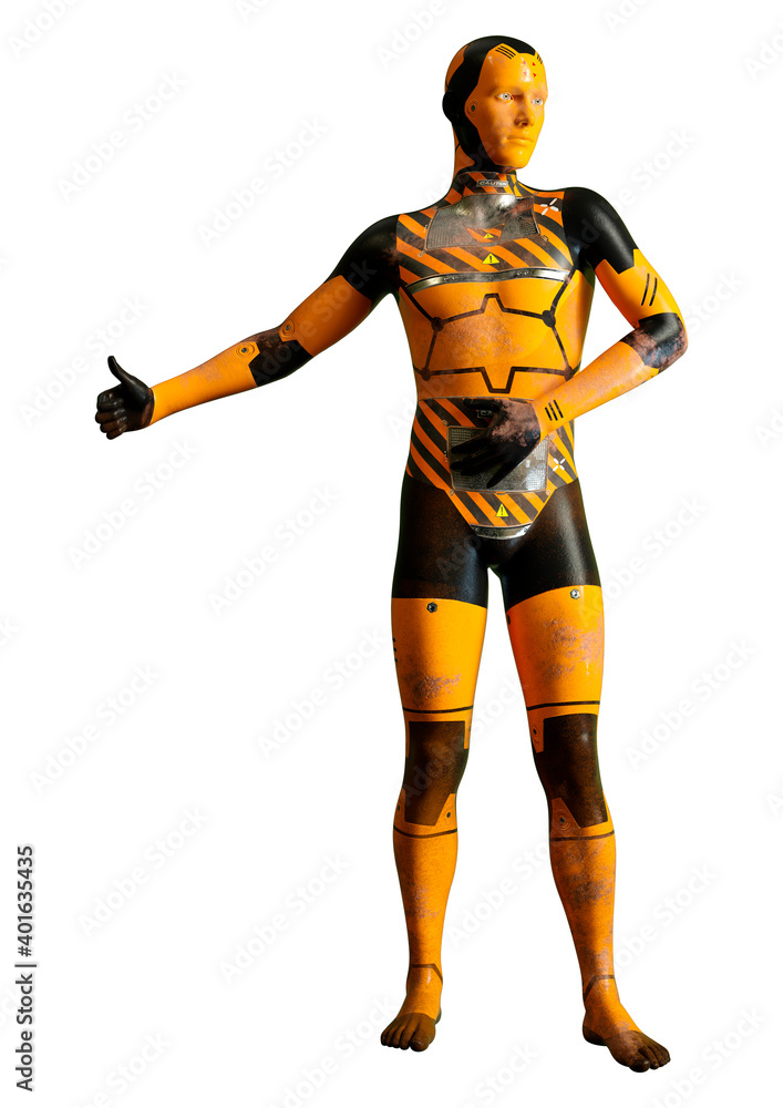 3D Rendering Male Robot on White 3D Rendering Male Robot on White