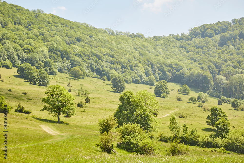 Schwäbische Alb (Swabian Alb) near Stuttgart – Germany, Beautiful View, Hilly, Landscape, green, village, horizon, cloudscape