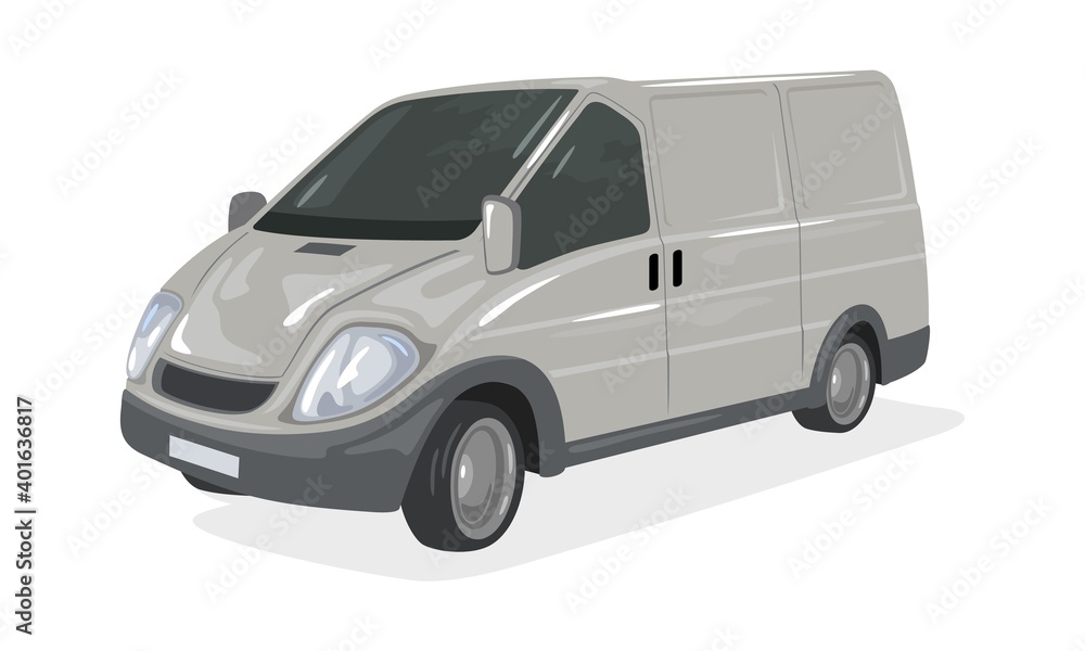 Automobile for travel, people transportation, machine with wheels, engine and driver. Vector fast vehicle, minibus, minivan for mobility idea isolated on white background Automobile for travel, people transportation, machine with wheels, engine and driver. Vector fast vehicle, minibus, minivan for mobility idea isolated on white background