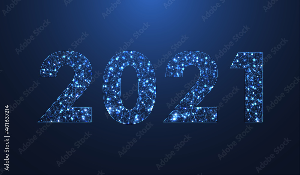 Modern futuristic technology template for Merry Christmas and Happy New Year 2021 with connected lines and dots. Plexus geometric effect. Global network connection illustration. Modern futuristic technology template for Merry Christmas and Happy New Year 2021 with connected lines and dots. Plexus geometric effect. Global network connection illustration.