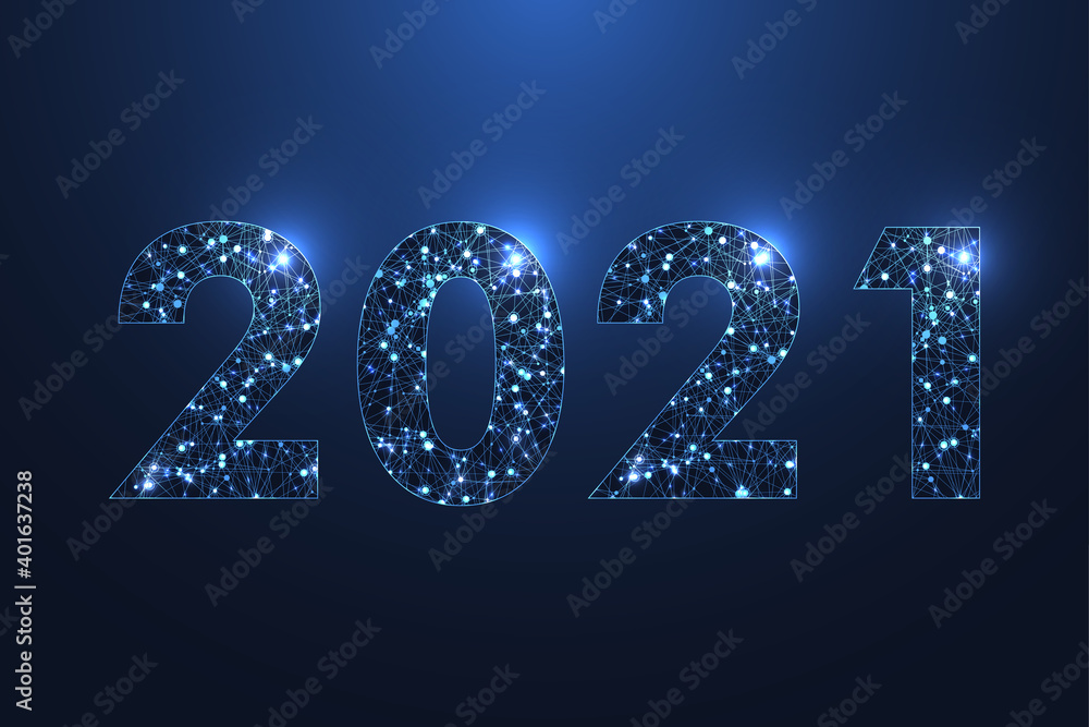 Modern futuristic technology template for Merry Christmas and Happy New Year 2021 with connected lines and dots. Plexus geometric effect. Global network connection illustration. Modern futuristic technology template for Merry Christmas and Happy New Year 2021 with connected lines and dots. Plexus geometric effect. Global network connection illustration.