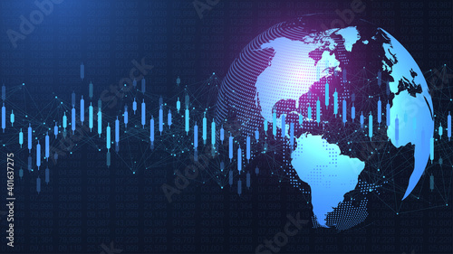Stock market or forex trading graph in futuristic concept for financial investment or economic trends business idea. Financial trade concept. Stock market and exchange illustration.