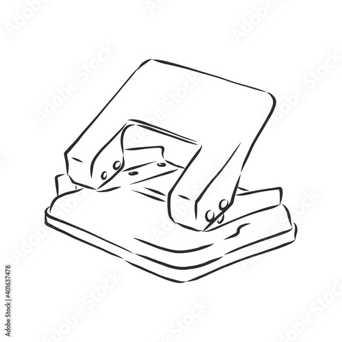 punch hole, sketch. stationery hole punch, vector sketch illustration
