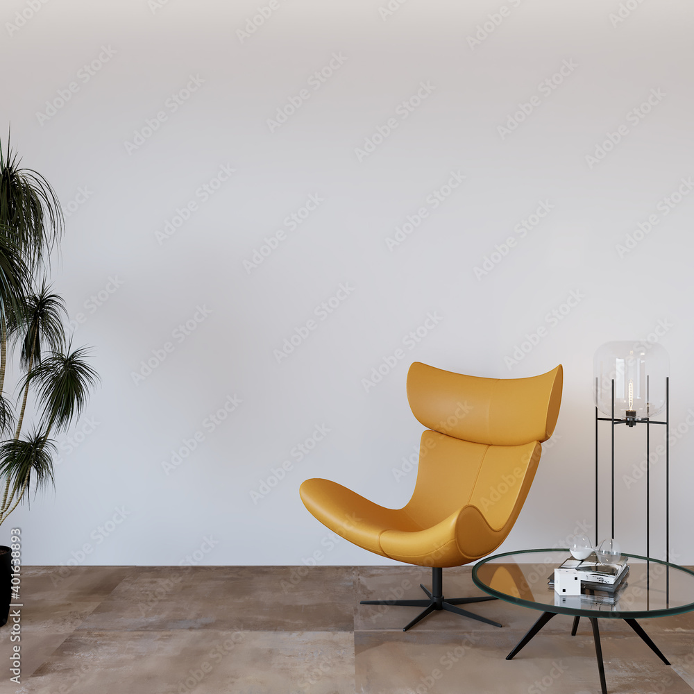 armchair and coffee table in the room, 3d render armchair and coffee table in the room, 3d render