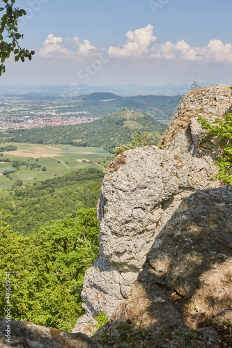 Schwäbische Alb (Swabian Alb) near Stuttgart – Germany, Beautiful View, Hilly, Landscape, green, village, horizon, cloudscape