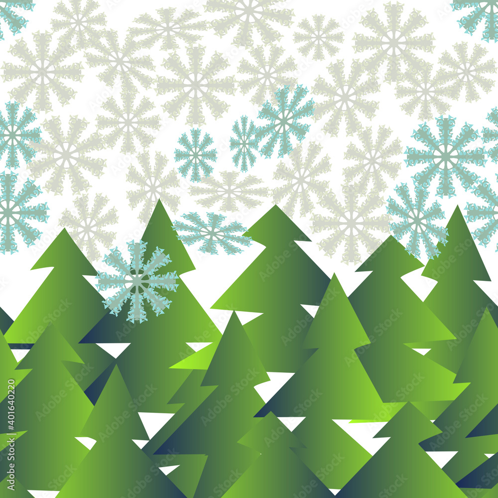 Winter forest with snowfall seamless pattern. Winter forest with snowfall seamless pattern.