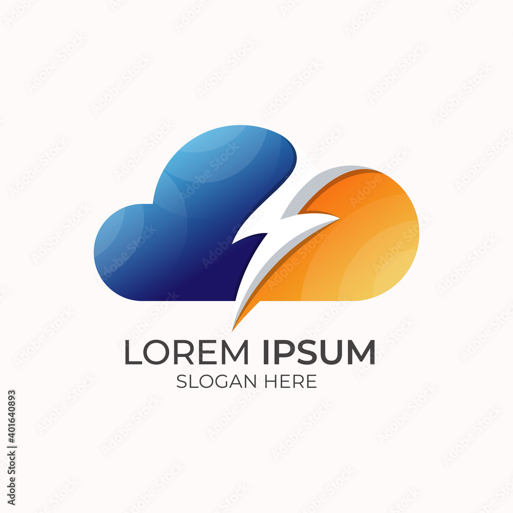 cloud and thunder gradient logo design template Stock Vector | Adobe Stock