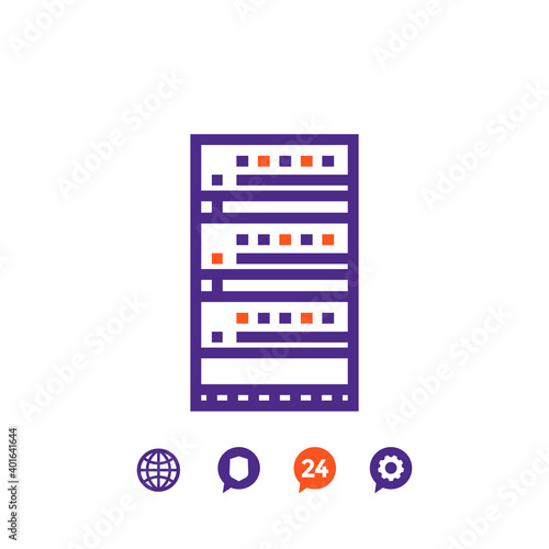 data center, server icon on white