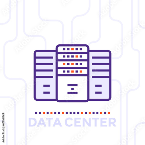 data center, server room vector illustration