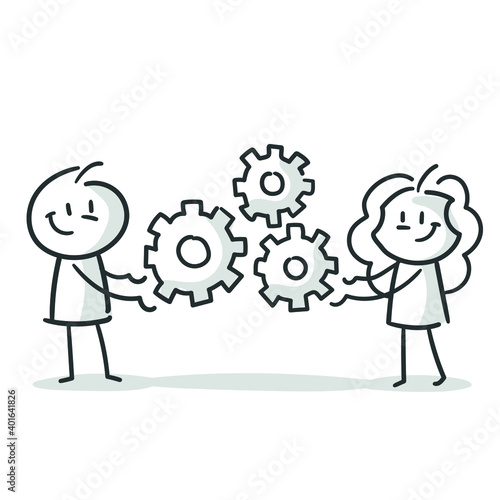 stick figures: business, gear, service, work in progress (no. 26)