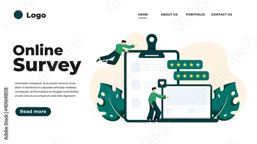 Modern flat design illustration of Online Survey. Can be used for website and mobile website or Landing page. Vector illustration