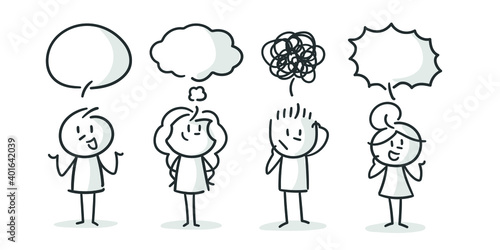 stick figures: communication, speech bubbles, thought bubbles (no. 30)