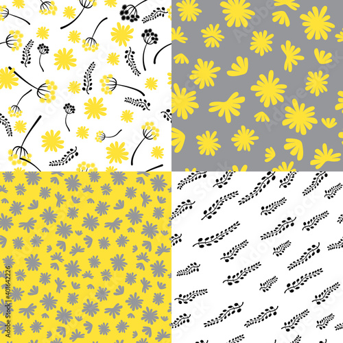 Collage contemporary floral seamless pattern set.Modern  design for paper,cover,fabric,interior decor and other users. photo