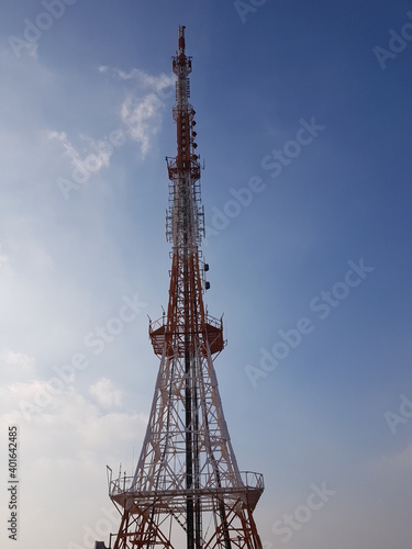 telecommunication tower with antennas