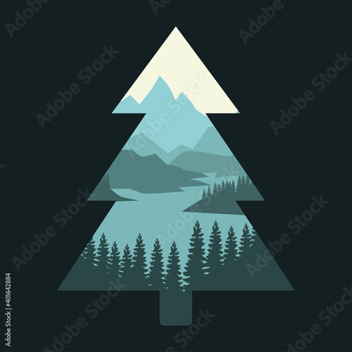 Pine landscape travel mountains outside