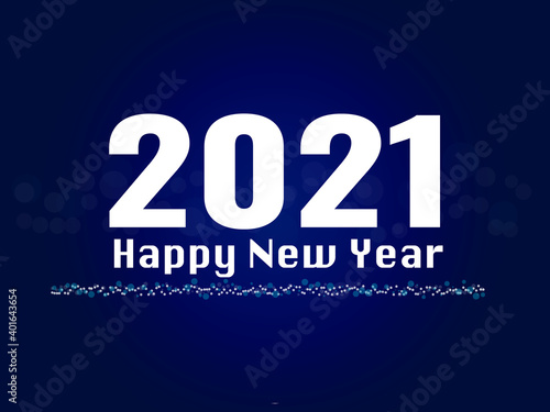 2021 Happy New Year background. text with bokeh flat icon. vector illustration greeting card and poster design.