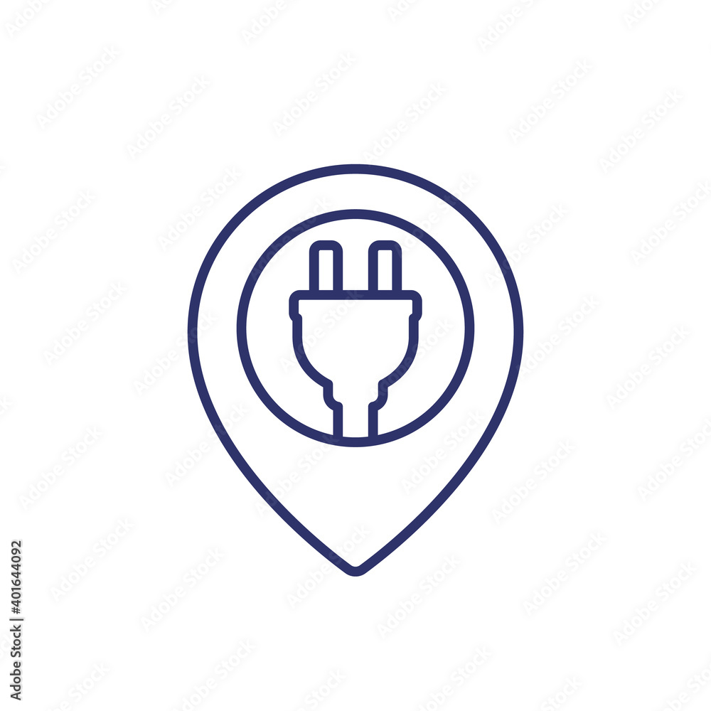 electric plug with pin marker line icon electric plug with pin marker line icon