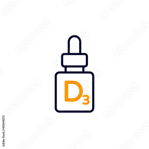 d3 vitamin dropper bottle line icon