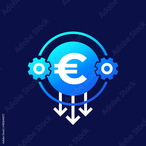 cost optimization and reduction icon with euro