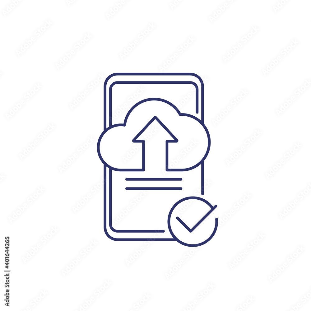 upload with phone line icon on white upload with phone line icon on white