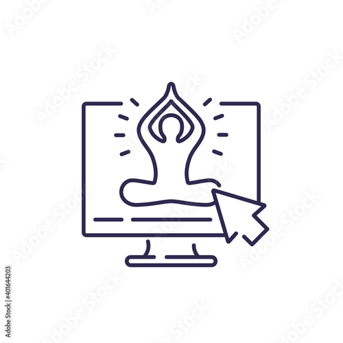online yoga class line icon