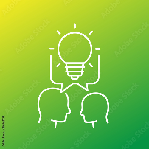 people and an idea line vector icon