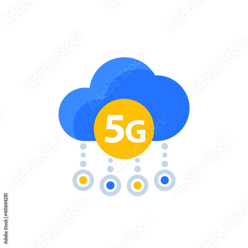 5G network icon with a cloud, vector