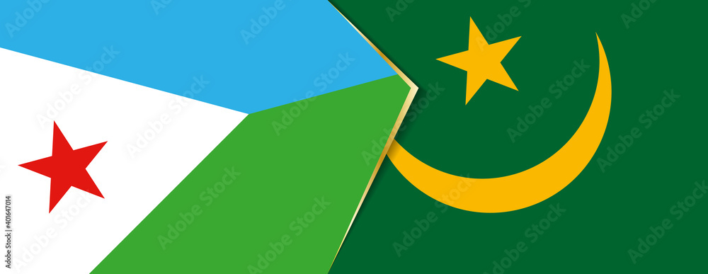 Djibouti and Mauritania flags, two vector flags. Djibouti and Mauritania flags, two vector flags.