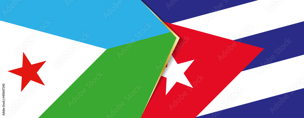 Djibouti and Cuba flags, two vector flags. Djibouti and Cuba flags, two vector flags.