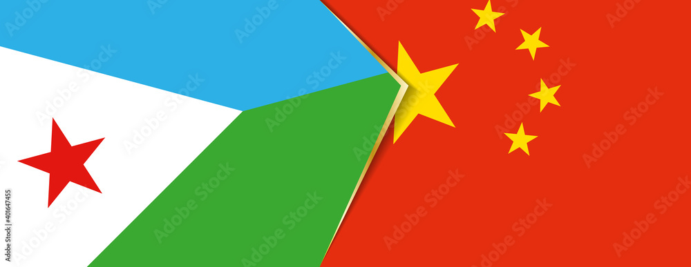 Djibouti and China flags, two vector flags. Djibouti and China flags, two vector flags.