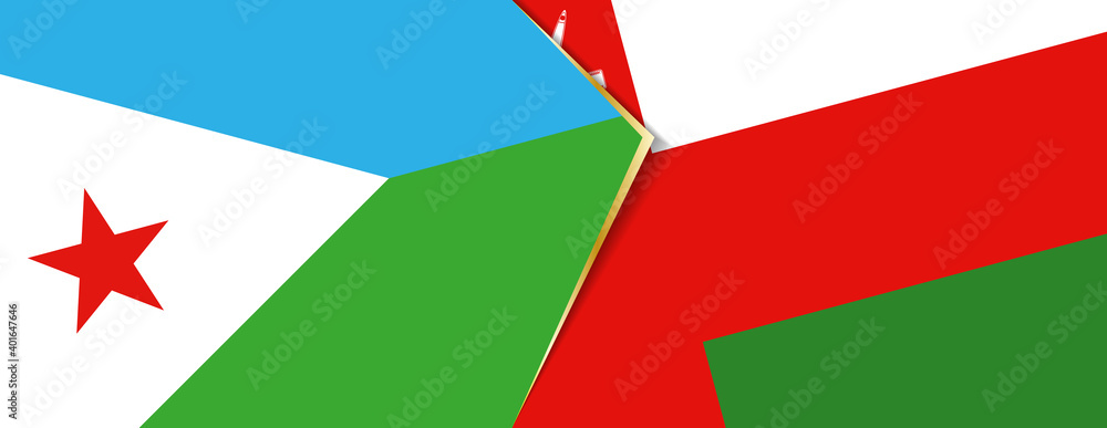 Djibouti and Oman flags, two vector flags. Djibouti and Oman flags, two vector flags.