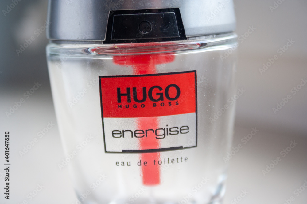 Bottle of Hugo Boss Energise eau de toilette foto de Stock | Adobe Stock