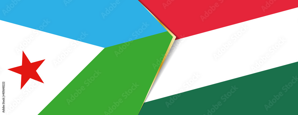 Djibouti and Hungary flags, two vector flags. Djibouti and Hungary flags, two vector flags.