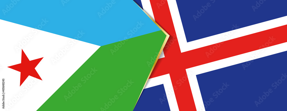 Djibouti and Iceland flags, two vector flags.