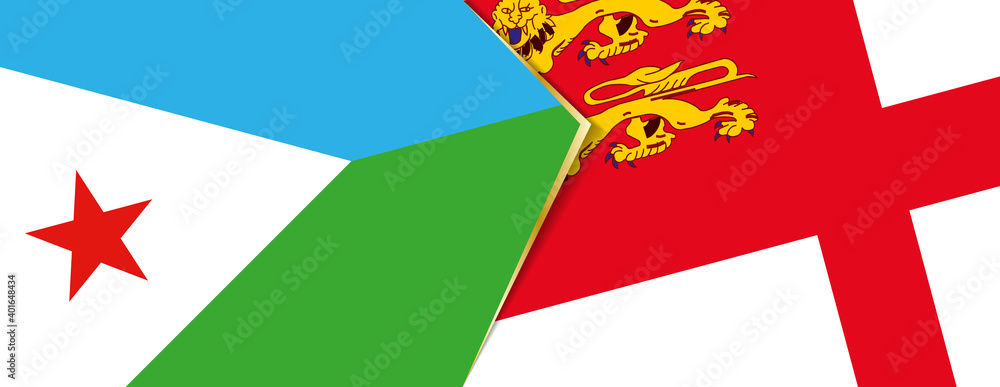 Djibouti and Sark flags, two vector flags. Djibouti and Sark flags, two vector flags.