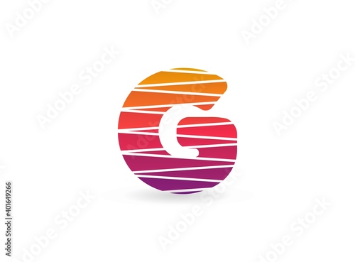 G letter trendy gradient color logo with diagonal lines. Sliced design perfect for creative poster, brand label, social media , corporate identity and more