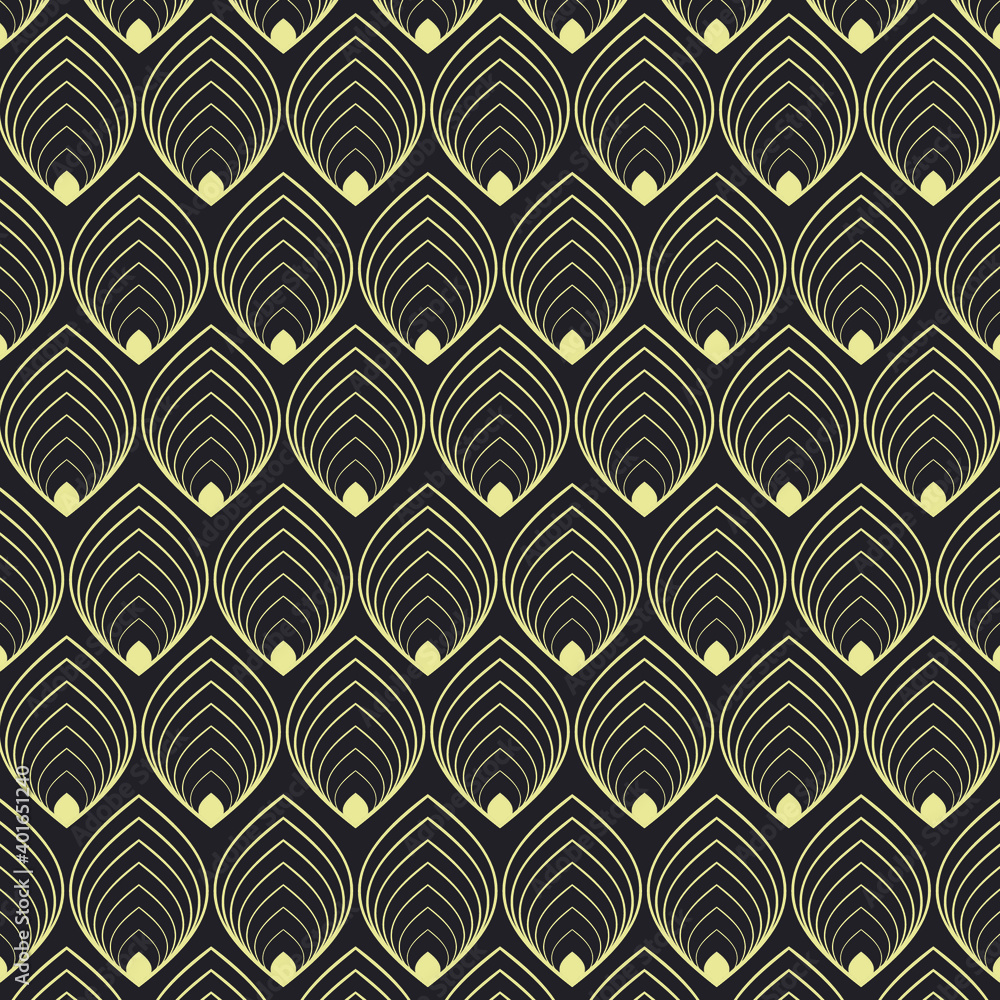 Set of ornate leaves line seamless pattern on brown background geometric elements Set of ornate leaves line seamless pattern on brown background geometric elements