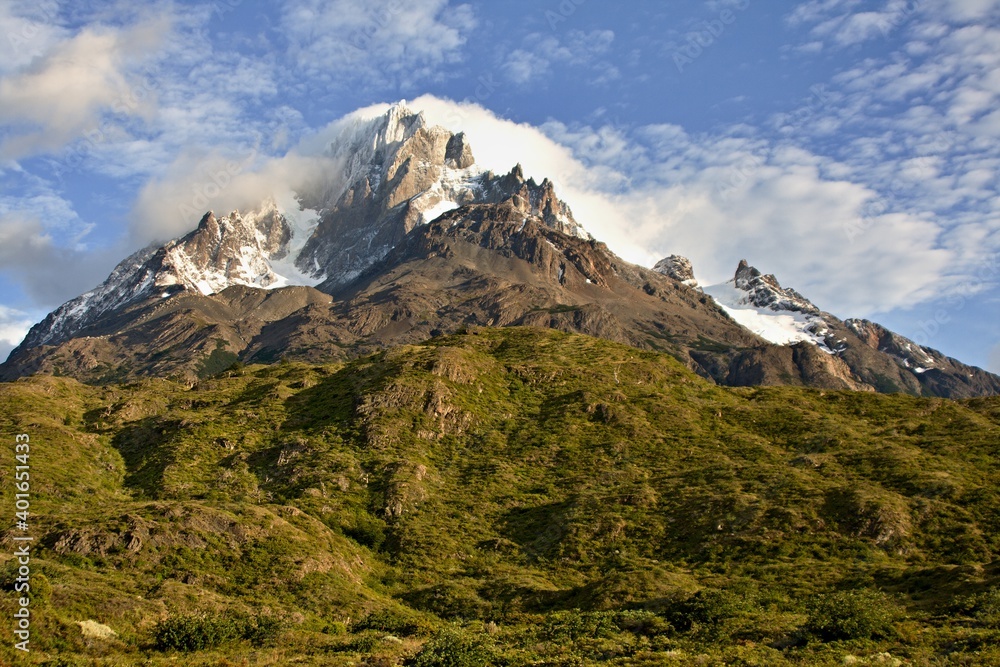 Fototapeta premium Cerro Paine Grande 3.050 meters high in the Torres del Paine National Park.Patagonia. Chile. South America.